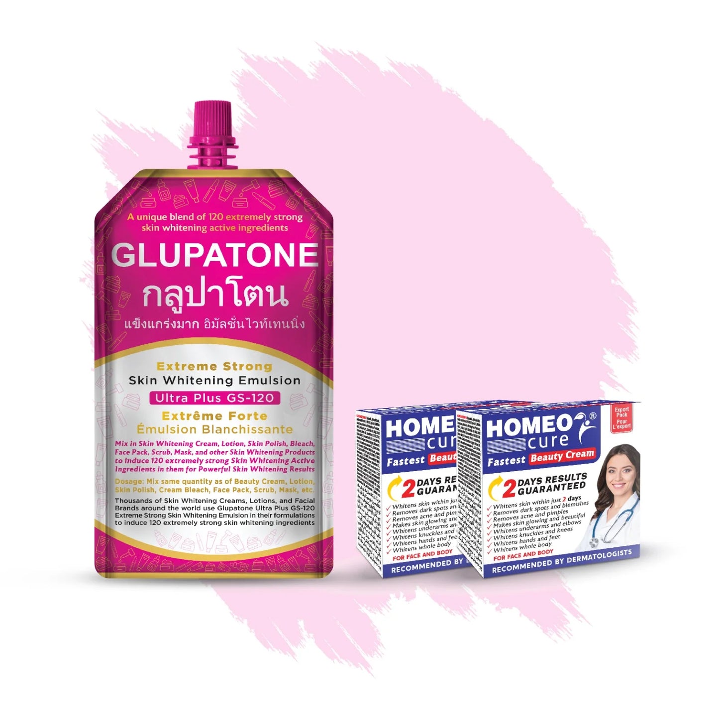 Glupatone Extreme Strong Emulsion 50ml With Homeo Cure Beauty Cream (Pack Of 2)